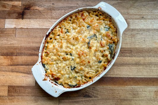 Mac & Cheese with Dandelion Greens