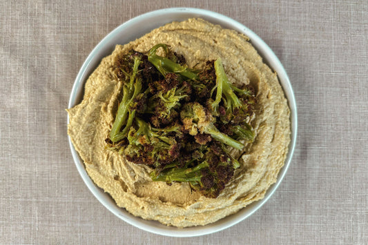 Hummus with Roasted Broccoli and Chili Oil