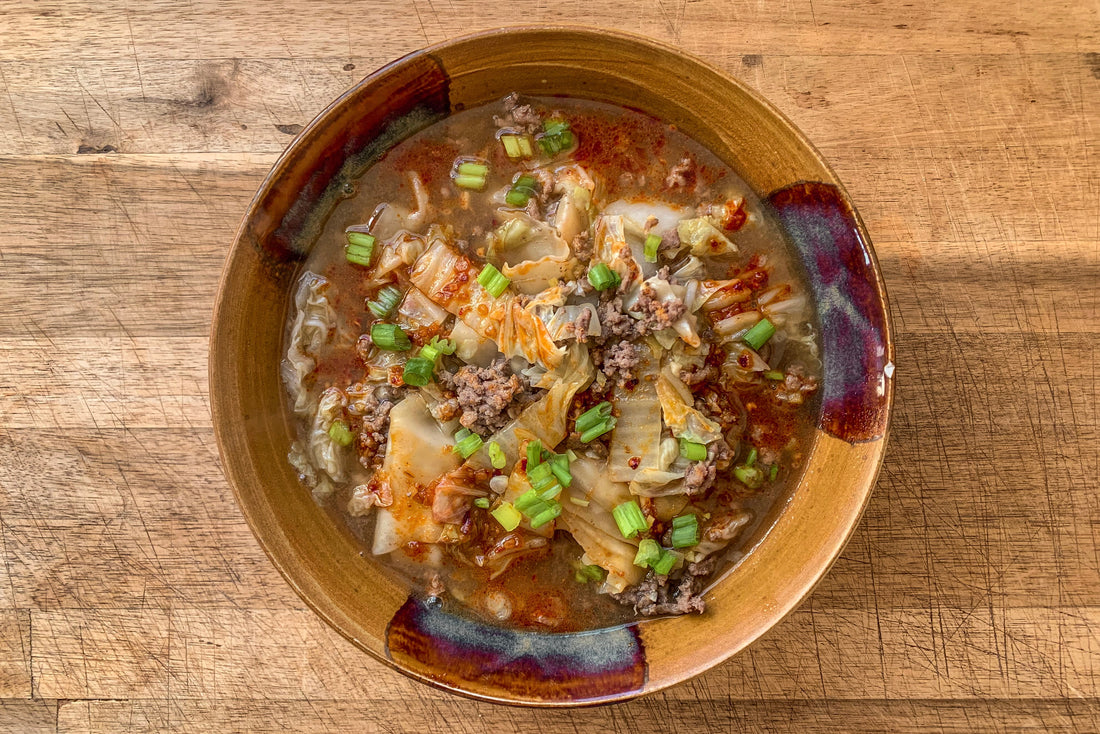 Broken Dumpling Beef and Cabbage Soup