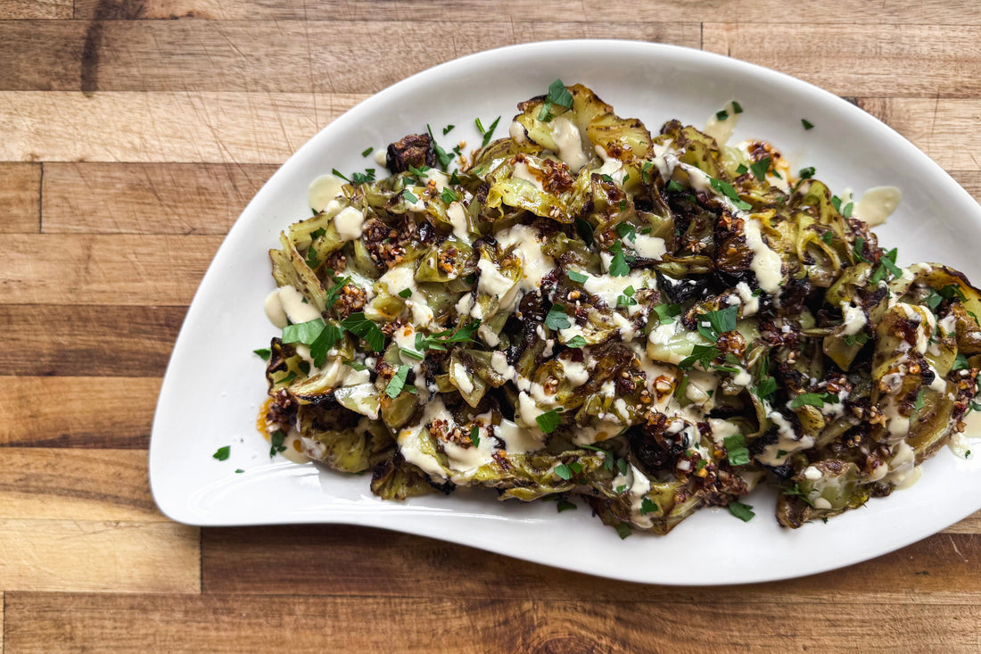 Cabbage Shawarma with Lemon Tahini & Chile