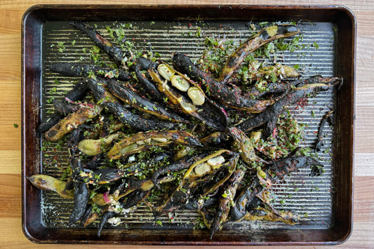 Grilled Fava Beans with Lemon Zest and Sumac