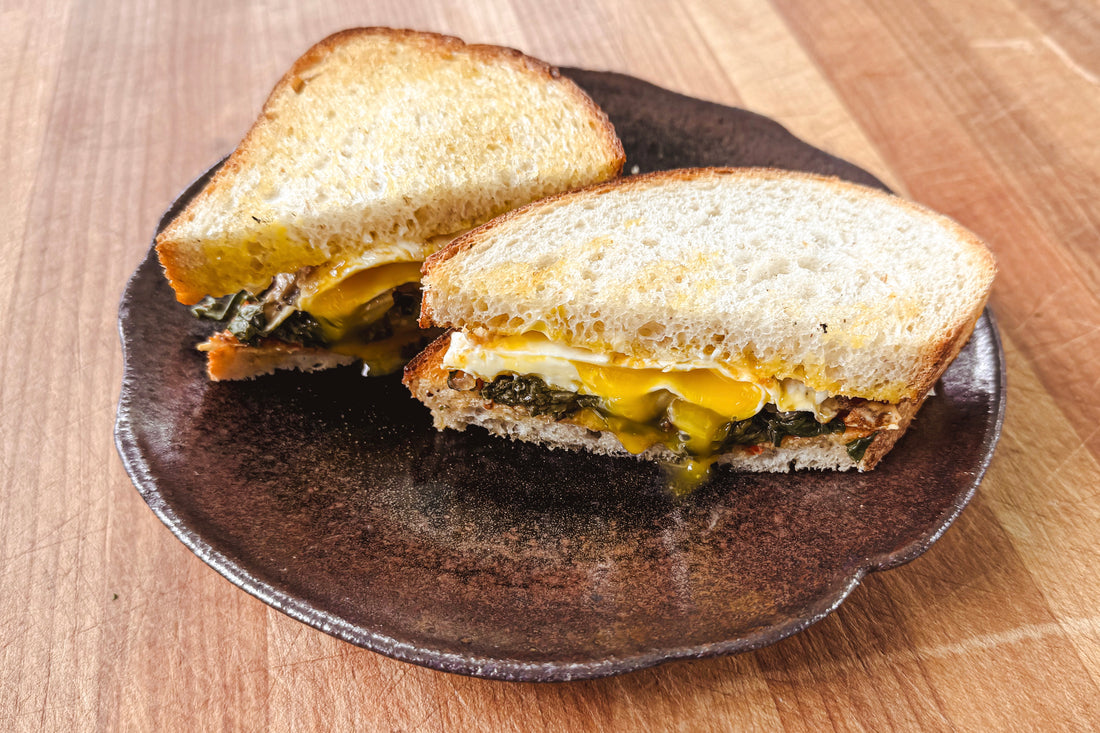 Swiss Chard & Harissa Egg Sandwich