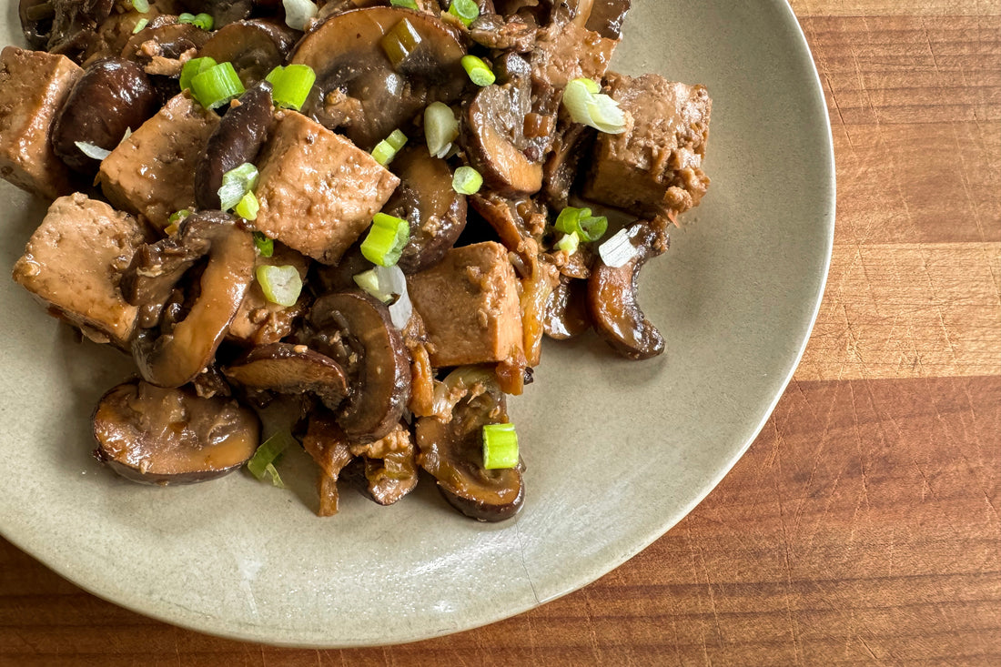 Korean Braised Tofu and Mushrooms