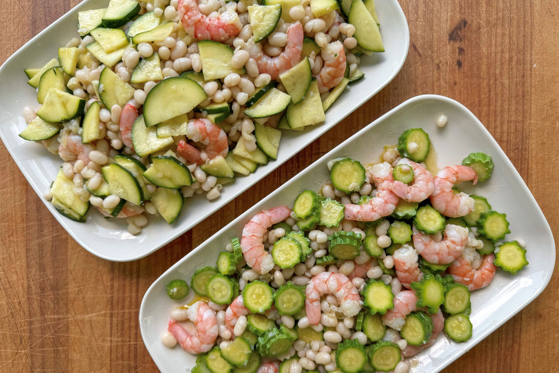 Zucchini with White Beans and Shrimp